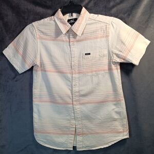 O'Neill Boys Casual White and Orange Striped Shirt Size S